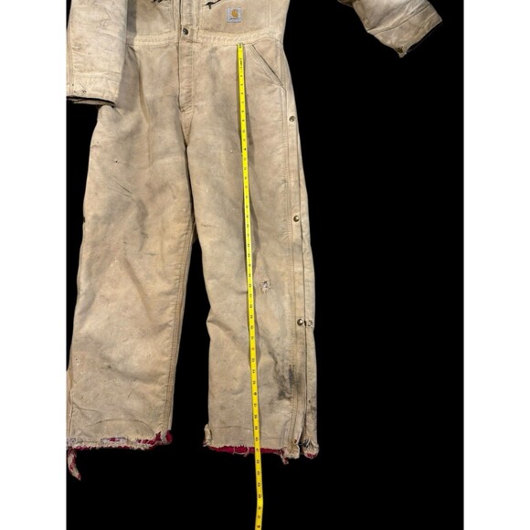 Carhartt Distressed Duck Coveralls L? Thrashed Grunge Americana Corduroy Collar - Picture 12 of 14